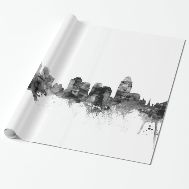 Cincinnati Ohio Skyline Wrapping Paper (Unrolled)
