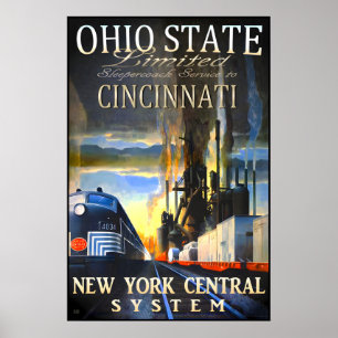 Cincinnati Ohio State Limited New York Central Poster