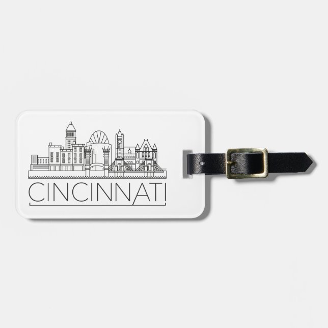 Cincinnati, Ohio Stylised Skyline Luggage Tag (Front Horizontal)