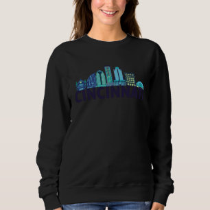 Cincinnati Ohio USA Skyline Silhouette Outline Ske Sweatshirt