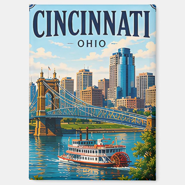 🌉 Cincinnati Ohio Vacation Memory Riverfront 🌉 Magnet (Front)