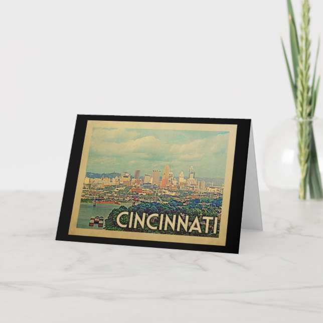 Cincinnati Ohio Vintage Travel Card (Front)