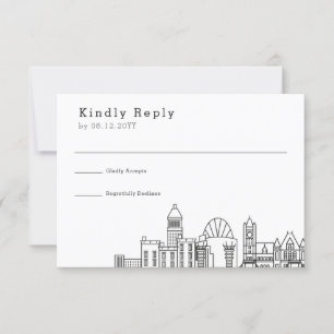 Cincinnati, Ohio Wedding   Stylised Skyline RSVP