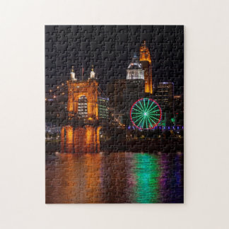 Cincinnati Roebling Bridge Nightscape Jigsaw Puzzle