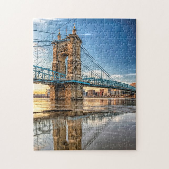 Cincinnati Roebling Bridge Reflection Jigsaw Puzzle (Vertical)