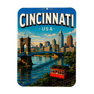 Cincinnati Roebling Bridge Skyline Magnet
