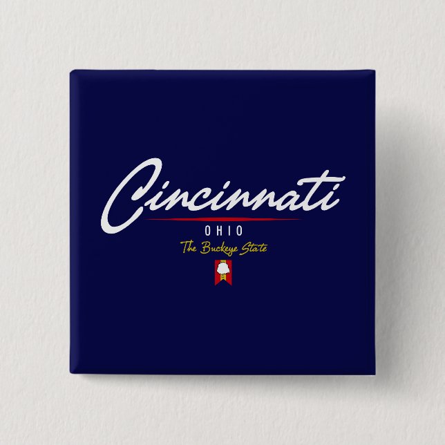 Cincinnati Script 15 Cm Square Badge (Front)