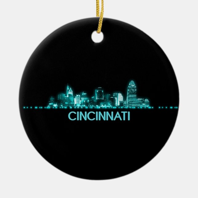 Cincinnati Skyline Ceramic Ornament (Front)