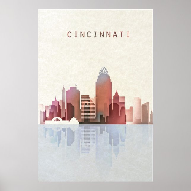 Cincinnati Skyline, Cincinnati Poster, Ohio Art Poster (Front)