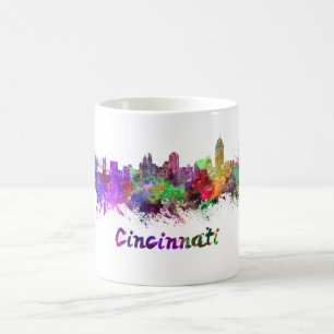 Cincinnati skyline in watercolor coffee mug