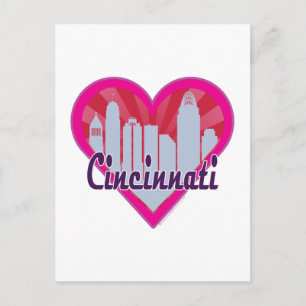 Cincinnati Skyline Sunburst Heart Postcard