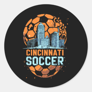 Cincinnati Soccer City Skyline Cool Cincy 513  Classic Round Sticker