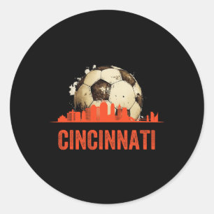 Cincinnati Soccer Queen City Skyline Futbol Fan  Classic Round Sticker