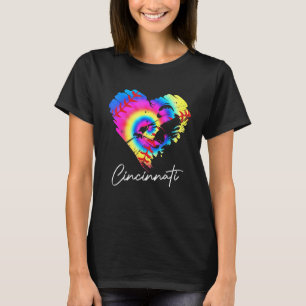 Cincinnati Tie Dye Baseball Heart Baseball Fans 2 T-Shirt