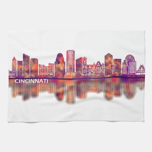 Cincinnati USA Skyline Tea Towel (Horizontal)