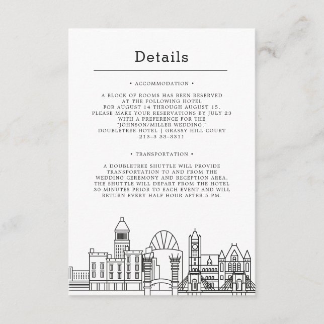 Cincinnati Wedding | Guest Information Enclosure Card (Front)