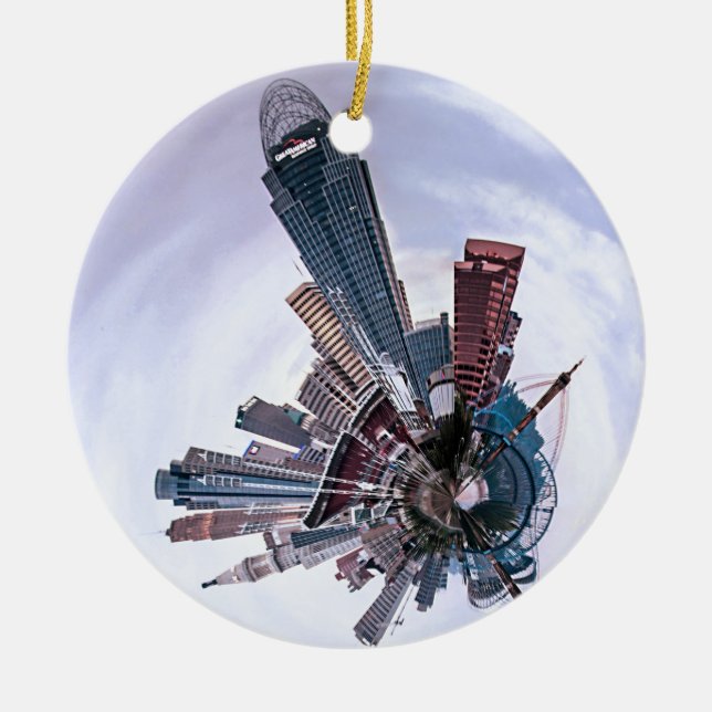 Cincinnati with a Spin! Ceramic Tree Decoration (Front)