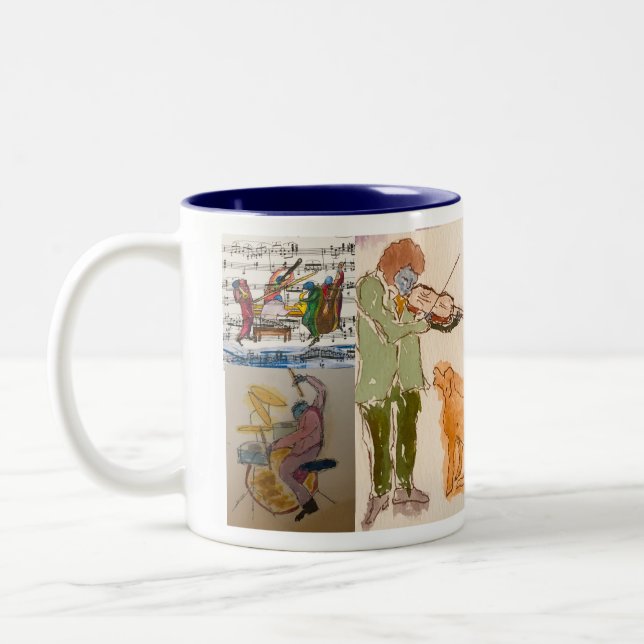 CINCISIG STUDIO BLUE SERIES JAZZ MUSICIANS  Two-Tone COFFEE MUG (Left)