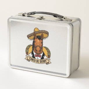 Cinco de Derby Horse Taco Sombrero Vintage Design Metal Lunch Box