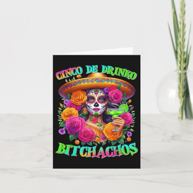Cinco De Drinko Achos Cinco De Mayo Drinking Mexic Card (Front)