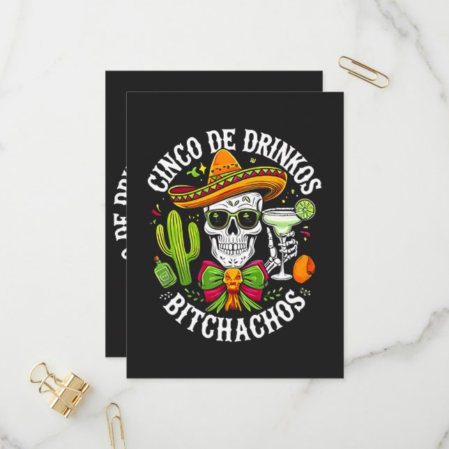 Cinco De Drinko Bitchachos Invitation Postcard (Front/Back In Situ)