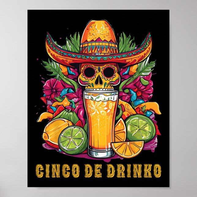 Cinco De Drinko Funny Cinco De Mayo Party Drinking Poster (Front)