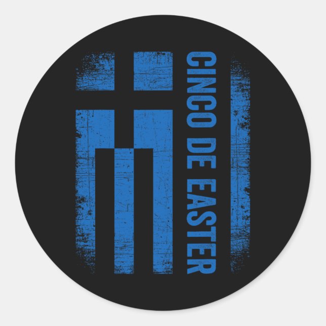Cinco De Easter Funny Cinco De Mayo Greece Flag Gr Classic Round Sticker (Front)