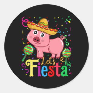 Cinco De Mayo 2025 Shirt Funny Mexican Pig Let's F Classic Round Sticker