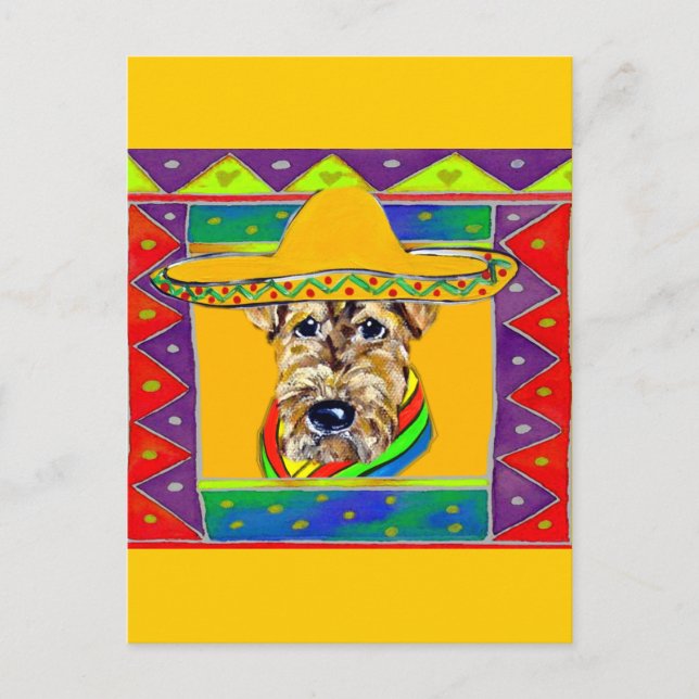 Cinco de Mayo Airedale Postcard (Front)