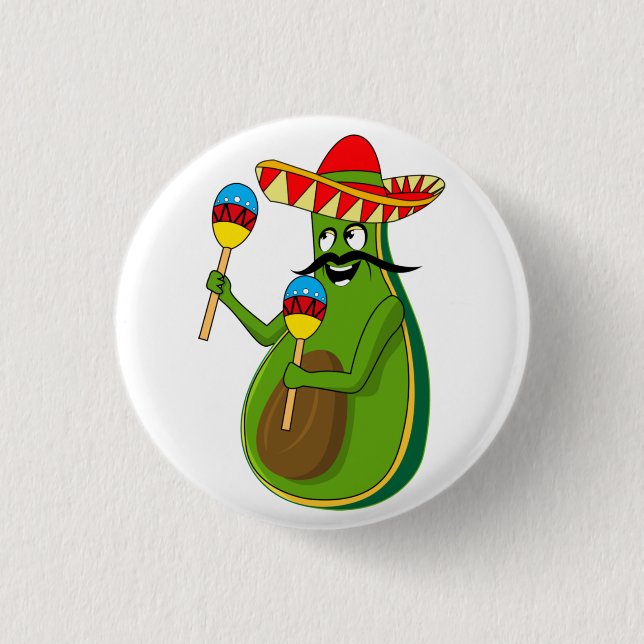 Cinco de Mayo Avocado Humour Maracas Sombrero 3 Cm Round Badge (Front)