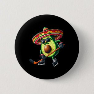 Cinco De Mayo Avocado Showing Hockey Skills Funny  6 Cm Round Badge