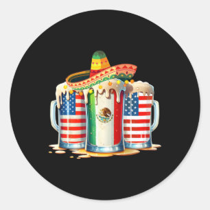 Cinco De Mayo Beer Mexican Usa Flag Drinking Party Classic Round Sticker