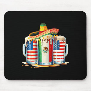 Cinco De Mayo Beer Mexican Usa Flag Drinking Party Mouse Pad