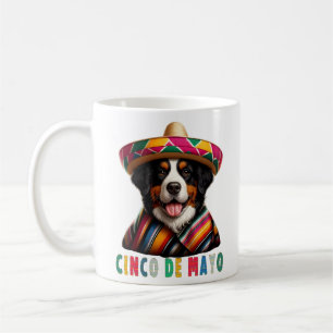 Cinco De Mayo Bernese Dog with Poncho And Sombrero Coffee Mug