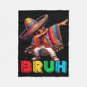 Cinco De Mayo Bruh Dabbing Mexican Boy Poncho Kids Fleece Blanket