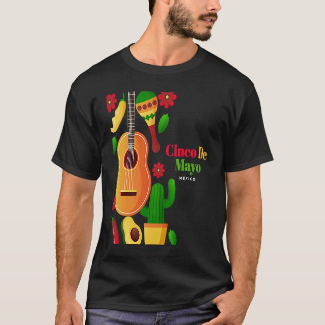 Cinco De Mayo Burritos  Mexico Tacos and Avocado   T-Shirt (Front)