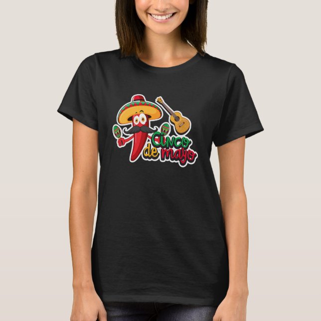 Cinco De Mayo Burritos  Mexico Tacos and Avocado   T-Shirt (Front)