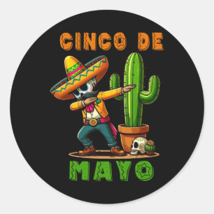 Cinco De Mayo Cactus Mexican Poncho Sombrero Hat B Classic Round Sticker