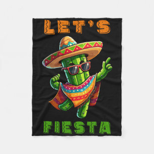 Cinco De Mayo Cactus Mexican Poncho Sombrero Hat B Fleece Blanket