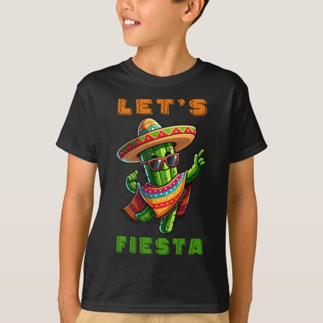 Cinco De Mayo Cactus Mexican Poncho Sombrero Hat B T-Shirt (Front)