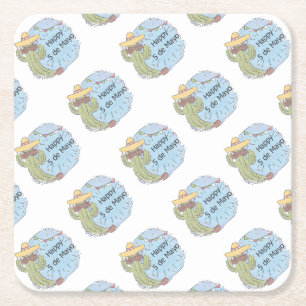cinco de mayo cactus square paper coaster