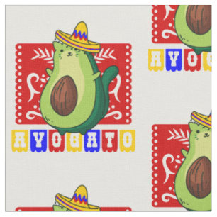 cinco de mayo cat avocado avogato kawaii mexican fabric