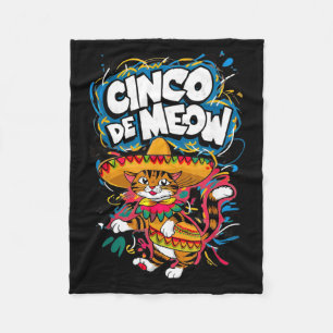 Cinco de Mayo Cat Sombrero Funny Fiesta Mexican Fleece Blanket