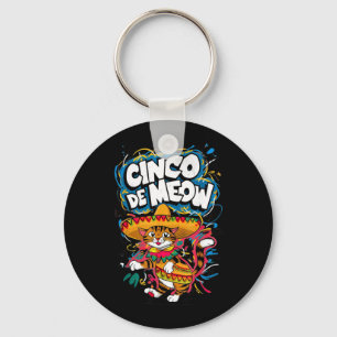 Cinco de Mayo Cat Sombrero Funny Fiesta Mexican Key Ring