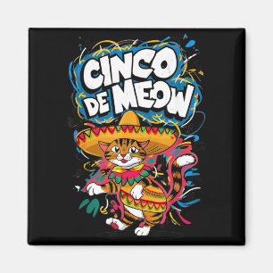 Cinco de Mayo Cat Sombrero Funny Fiesta Mexican Magnet