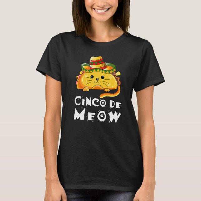 Cinco De Mayo Cat Tacos Mexican Party T-Shirt (Front)