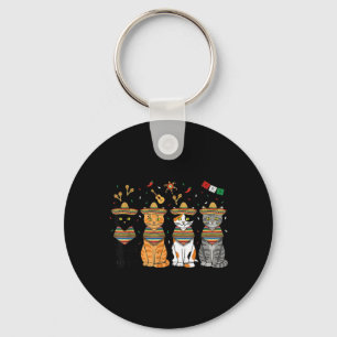 Cinco De Mayo Cats Funny Sombrero Mexican Fiesta Key Ring