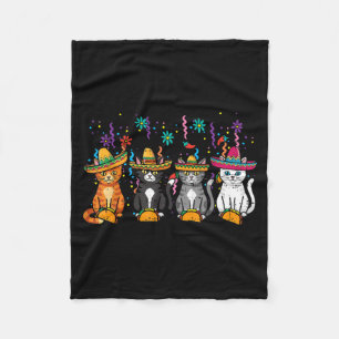 Cinco De Mayo Cats Sombrero Fiesta Kitten Women Fleece Blanket
