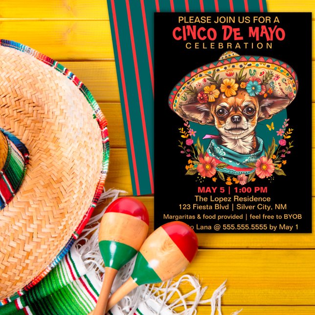 Cinco de Mayo Chihuahua Wearing Sombrero & Serape Holiday Card (Creator Uploaded)