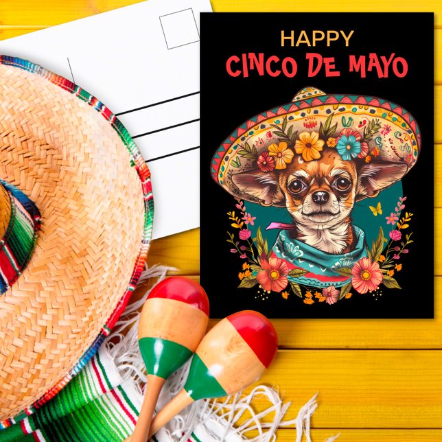 Cinco de Mayo Chihuahua Wearing Sombrero & Serape Postcard (Creator Uploaded)